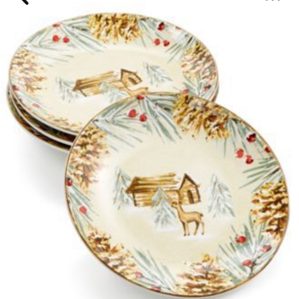 222 Fifth:  First Snow Appetizer Plates, Set of 4